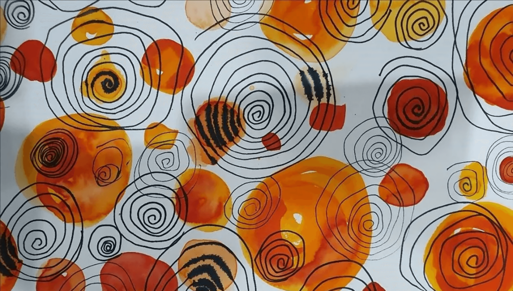 A swirl pattern made by someone during an art therapy class